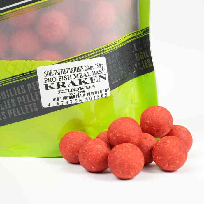 Бойлы пылящие MINENKO (Клюква) PRO FISH MEAL KRAKEN 20мм (Zip-lock)